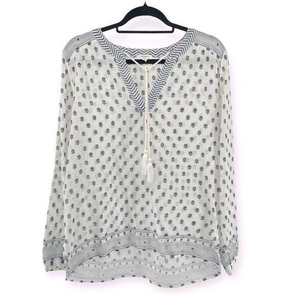 Dylan Women’s Boho Printed Poet Swing Cotton Tassel Tie Blouse Top Small - Picture 16 of 16
